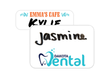 Reusable erasable name badges for dry erase employee identification