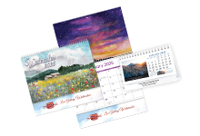 A variety of wall and desk calendars offered by Navitor with scenic landscape artwork.