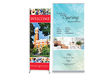 Retractable banner stand display sign with full color retail promotion