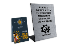Table tent and pedestal signs for menus, specials, and service reminders